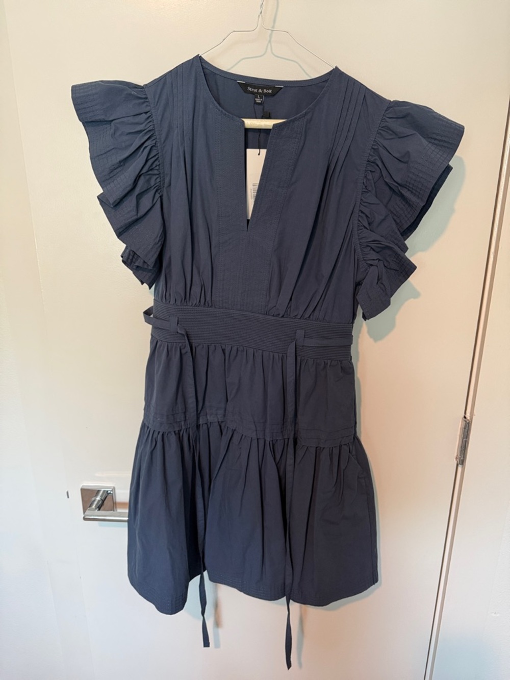 Sanctuary Navy Ruffle-Sleeve Tiered Tunic